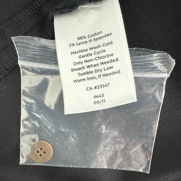 Talbots stretch sateen cotton surplice partial wrap shirt dress black size 14P - Picture 6 of 7